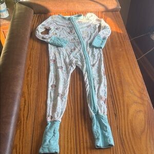 Angel Dear Aqua and Gray Kids Footie